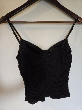 Moa Moa Black Ruched Crop Top